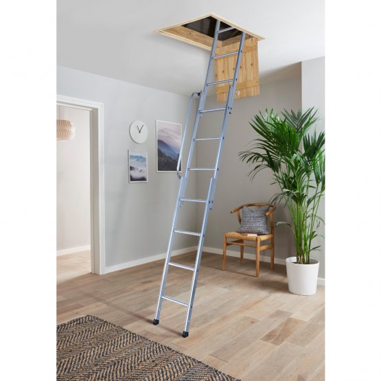 Easiway driedelige alu zoldertrap met handgreep Easiway driedelige alu zoldertrap met handgreep